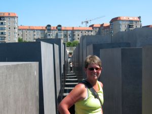 Deana standing in the Memorial to the murdered Jews of Europe.