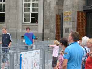 Andrew preparing to board a "whirli-gig" machine outside the Deutsches Museum in Munchen.